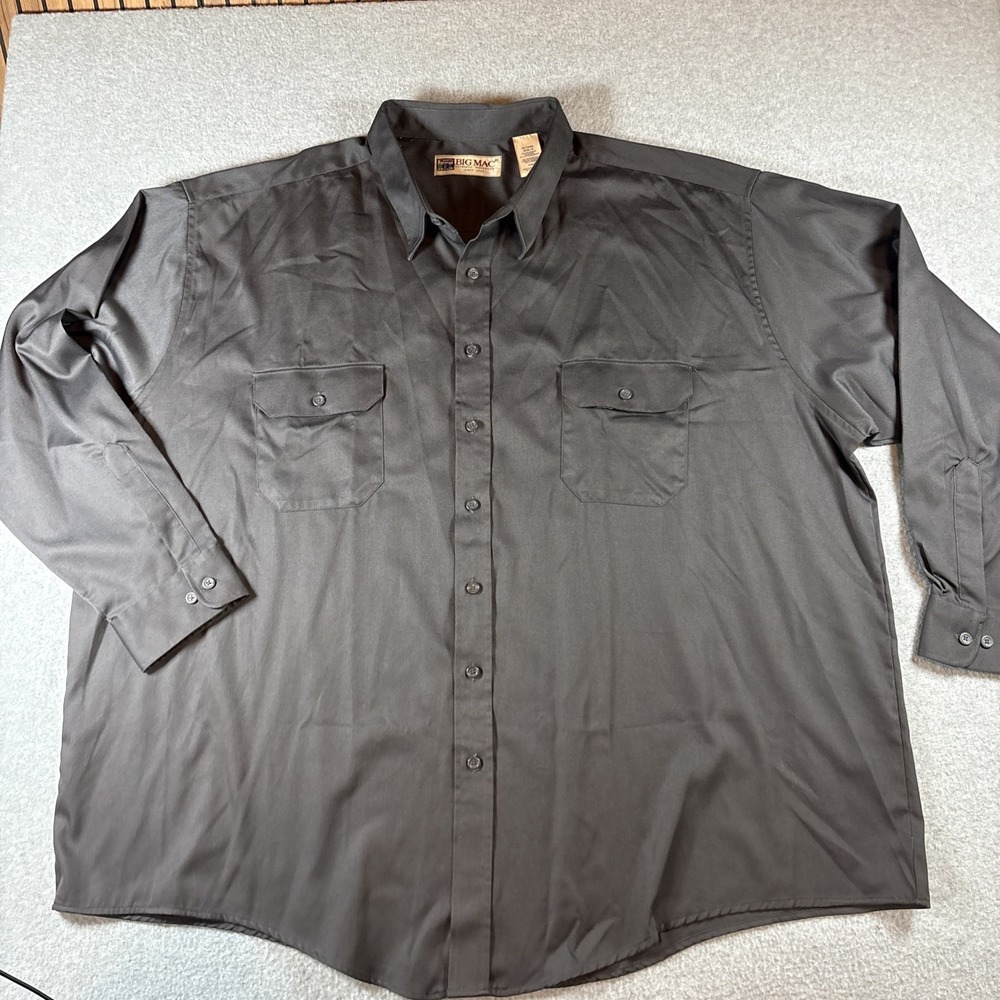 VTG BIG MAC Men's Dark Gray Long Sleeve Button Up Sz 4XLT 2 Pocket 90s